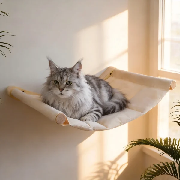 Wall Mounted Cat Hammock and Climbing Shelf Set with Sisal Scratching Steps