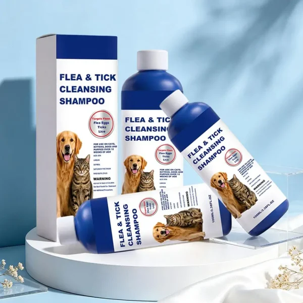 Pet Flea and Tick Shampoo for Dogs and Cats - 100ml