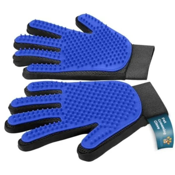 2-in-1 Pet Grooming and Deshedding Gloves for Dogs and Cats