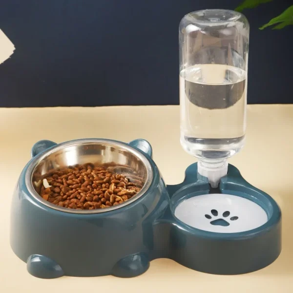 Raised Double Cat Bowl with Anti-Slip Detachable Design