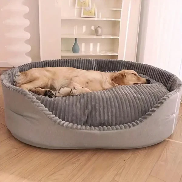 Machine-Washable Soft Plush Pet Bed with Warm Mat for Dogs and Cats