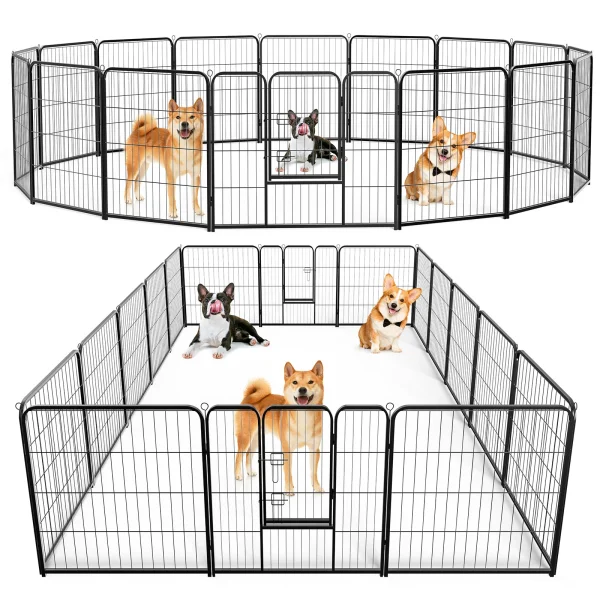 JHK 16-Panel Foldable Metal Dog Playpen and Exercise Fence