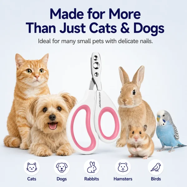 Dual-Hole Stainless Steel Pet Nail Clippers with Ergonomic Grip